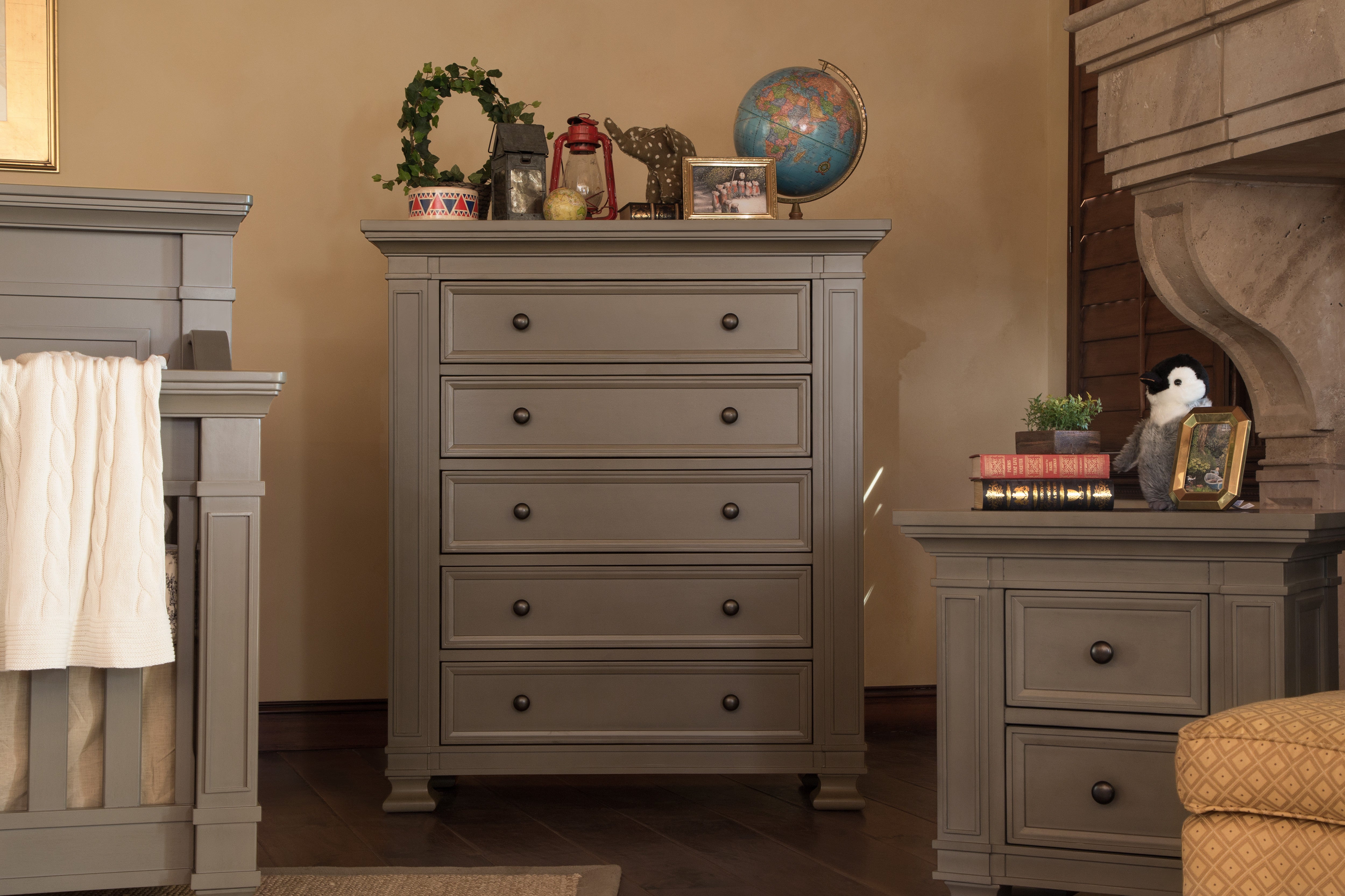 M7617WG,Classic Tall Dresser In Washed Grey Finish